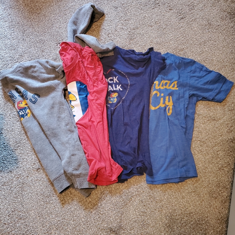 Women Charlie Hustle KU Shirts/Sweater, Size Med & Kansas City Shirt, Size Small